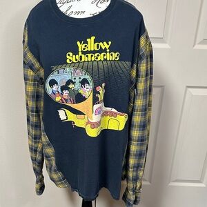 Upcycled Beatles Yellow Submarine Band Graphic Long Sleeve Shirt